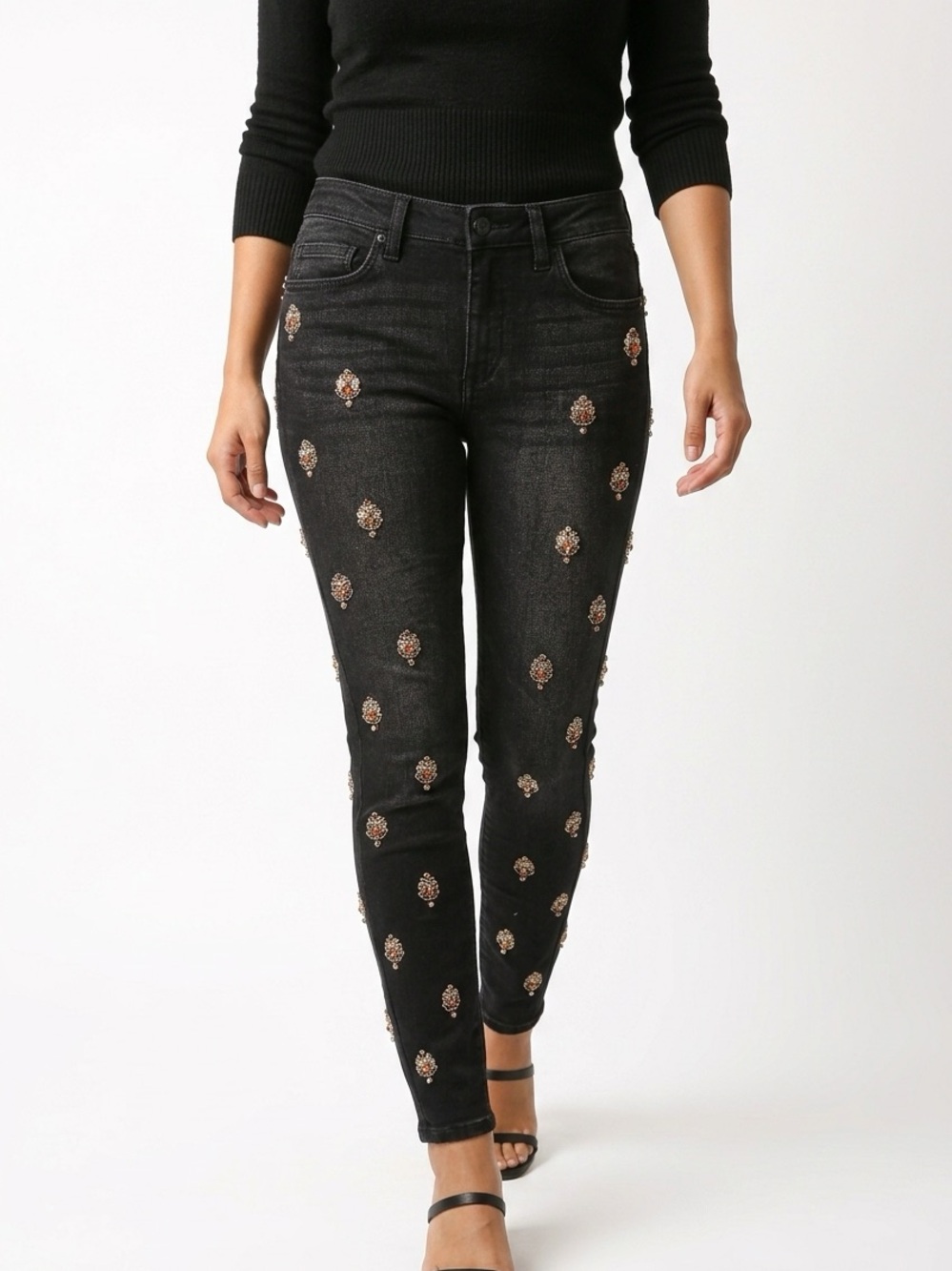 ANTHROPOLOGIE | PILCRO Black Embellished Jeans NEW Women’s Size 28/6